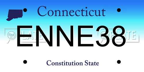 ENNE38 Connecticut License Plate