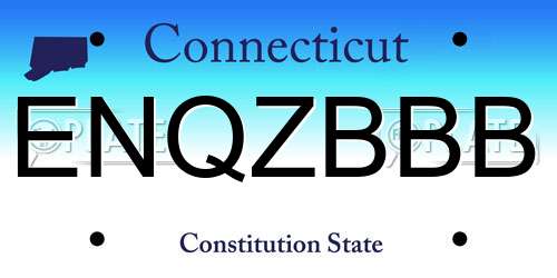 ENQZBBB Connecticut License Plate