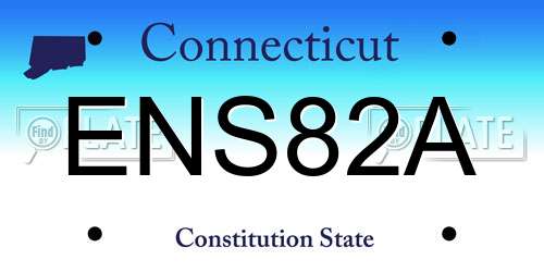 ENS82A Connecticut License Plate