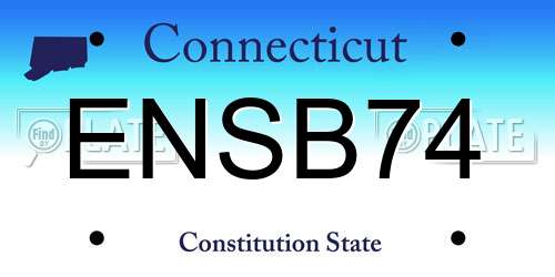 ENSB74 Connecticut License Plate