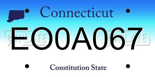 EO0A067 Connecticut License Plate