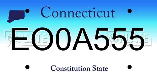 EO0A555 Connecticut License Plate
