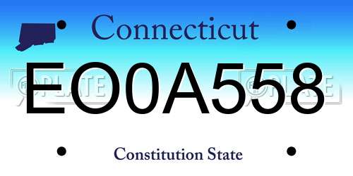 EO0A558 Connecticut License Plate