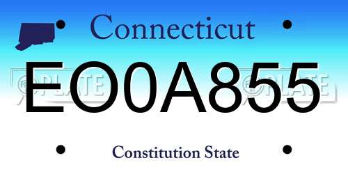 EO0A855 Connecticut License Plate