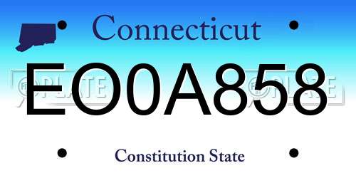EO0A858 Connecticut License Plate