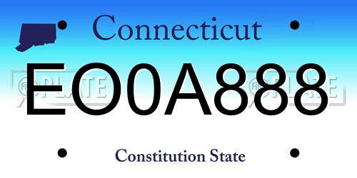 EO0A888 Connecticut License Plate