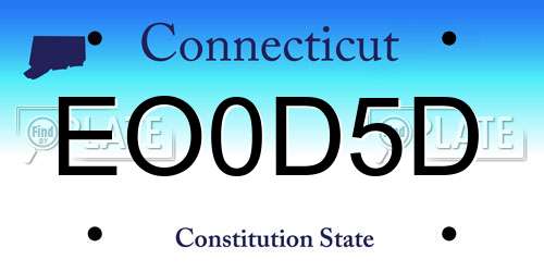 EO0D5D Connecticut License Plate