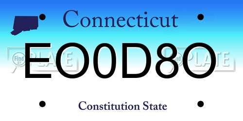 EO0D8O Connecticut License Plate