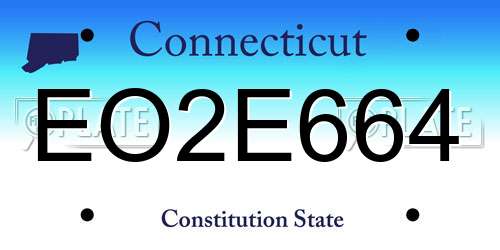 EO2E664 Connecticut License Plate