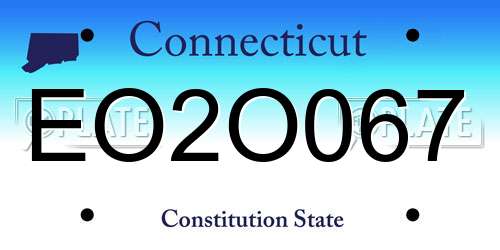 EO2O067 Connecticut License Plate