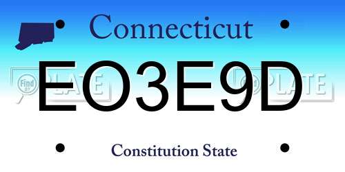 EO3E9D Connecticut License Plate