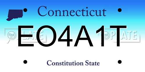 EO4A1T Connecticut License Plate