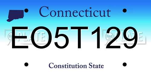 EO5T129 Connecticut License Plate