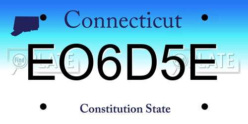 EO6D5E Connecticut License Plate