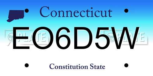 EO6D5W Connecticut License Plate