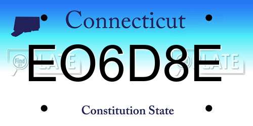 EO6D8E Connecticut License Plate