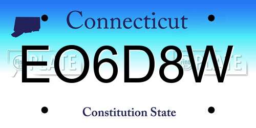 EO6D8W Connecticut License Plate