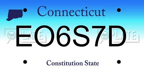 EO6S7D Connecticut License Plate