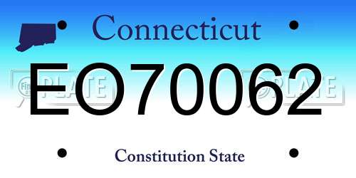 EO70062 Connecticut License Plate