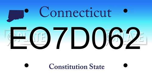 EO7D062 Connecticut License Plate
