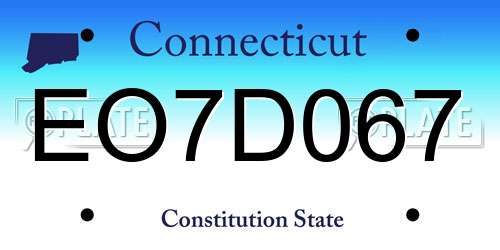 EO7D067 Connecticut License Plate
