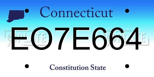 EO7E664 Connecticut License Plate