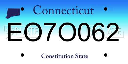 EO7O062 Connecticut License Plate
