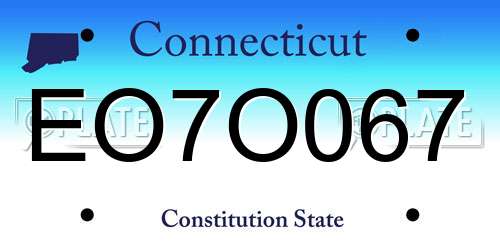 EO7O067 Connecticut License Plate