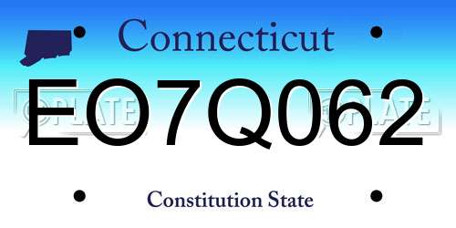 EO7Q062 Connecticut License Plate