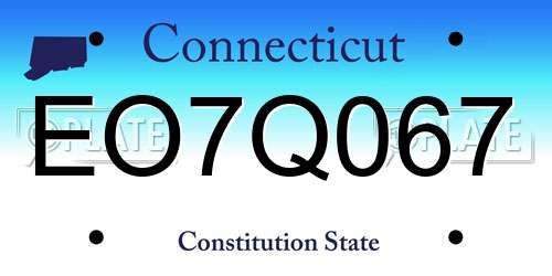 EO7Q067 Connecticut License Plate