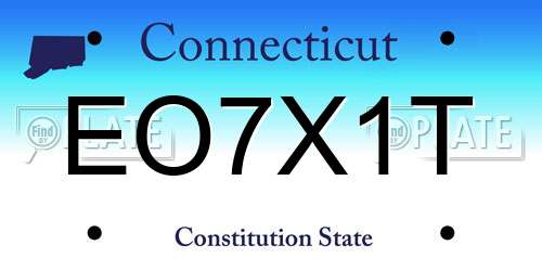 EO7X1T Connecticut License Plate