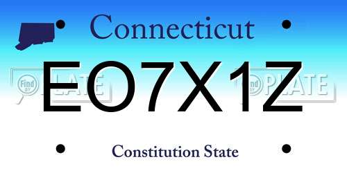 EO7X1Z Connecticut License Plate