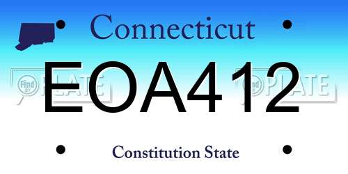 EOA412 Connecticut License Plate