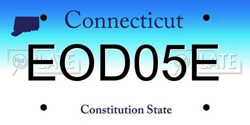 EOD05E Connecticut License Plate