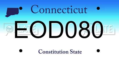 EOD080 Connecticut License Plate