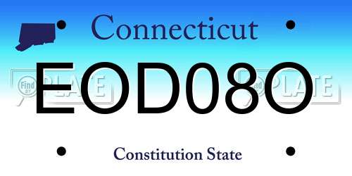 EOD08O Connecticut License Plate