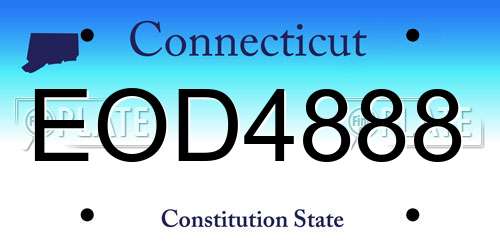 EOD4888 Connecticut License Plate