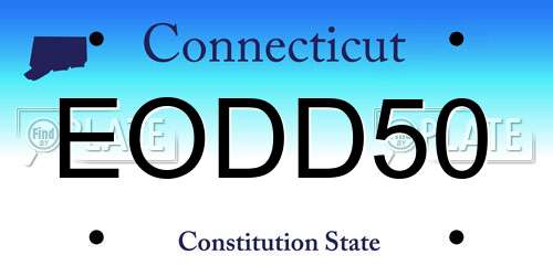EODD50 Connecticut License Plate