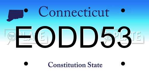 EODD53 Connecticut License Plate
