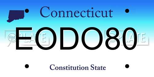 EODO80 Connecticut License Plate