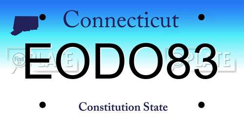 EODO83 Connecticut License Plate