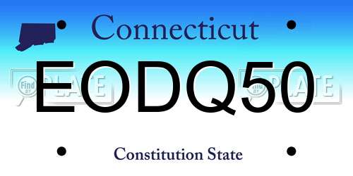 EODQ50 Connecticut License Plate