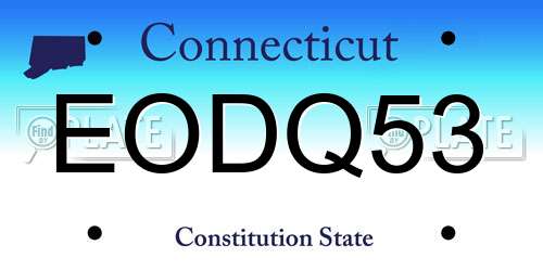 EODQ53 Connecticut License Plate