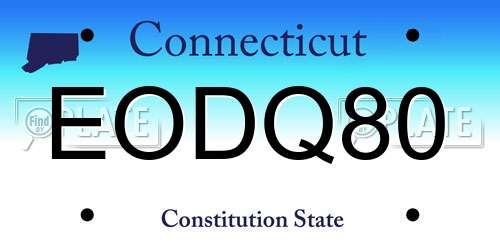 EODQ80 Connecticut License Plate