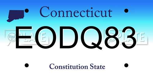 EODQ83 Connecticut License Plate