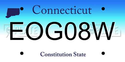 EOG08W Connecticut License Plate