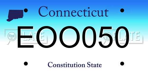 EOO050 Connecticut License Plate