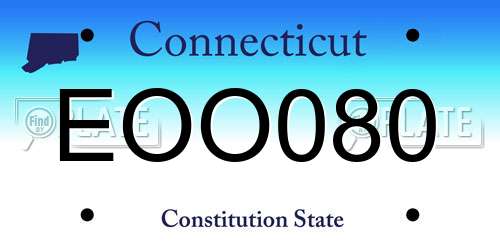 EOO080 Connecticut License Plate