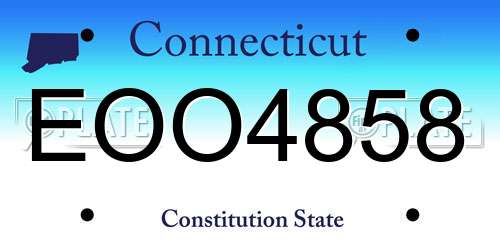 EOO4858 Connecticut License Plate