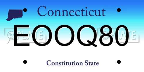 EOOQ80 Connecticut License Plate